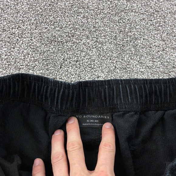 Vintage Y2K No Boundaries Corduroy Pants Mens XL Black Elastic Waist Drawstring - Picture 4 of 6